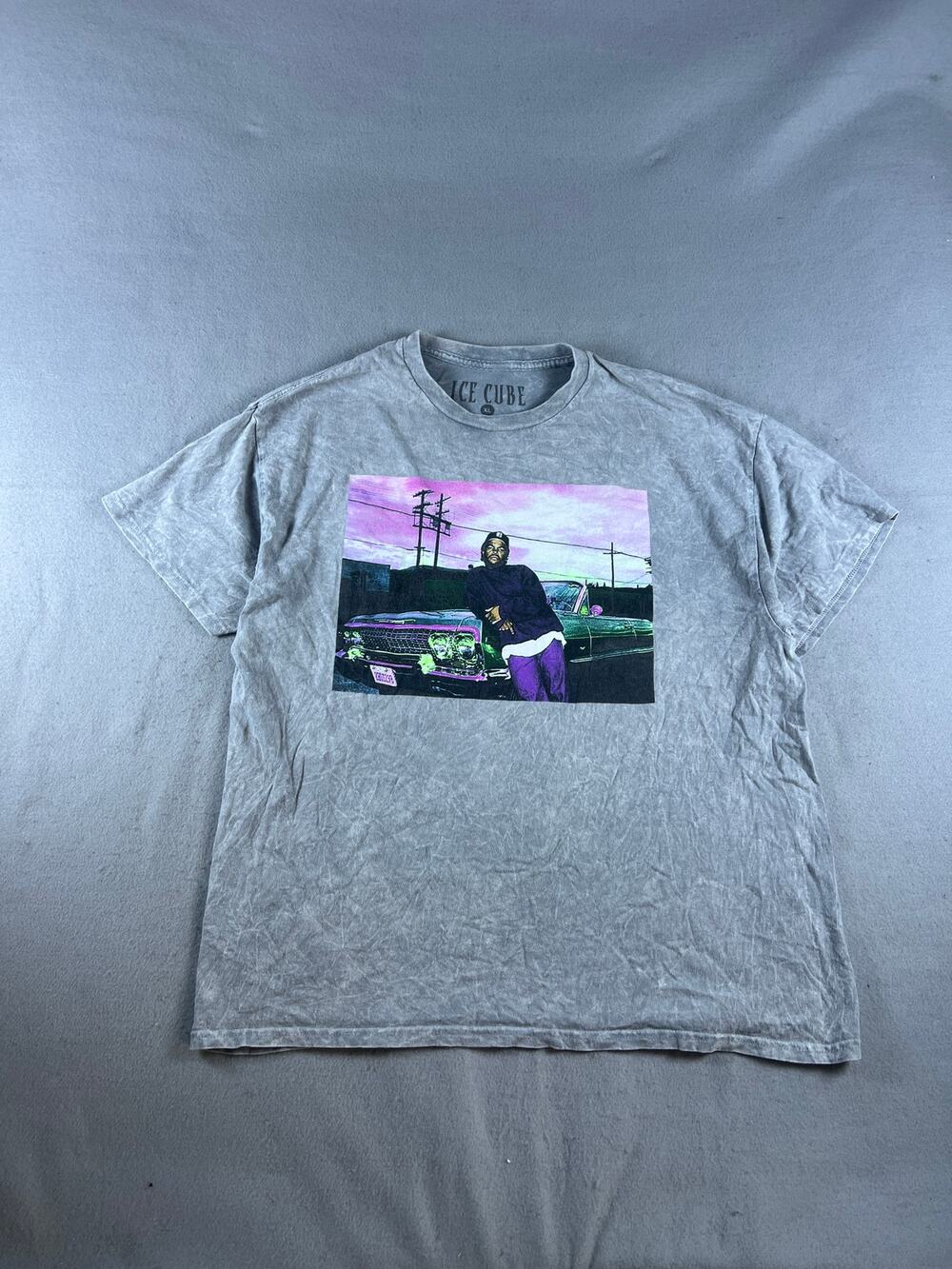 Ice Cube T-Shirt Mens XL Gray Mineral Wash Lowrider Hip Hop Artist Graphic Tee
